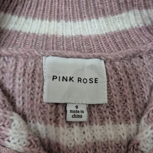 Pink Rose Womens Pink Lilac Feminine Soft Striped Knit Sweater Size Small - Picture 2 of 3
